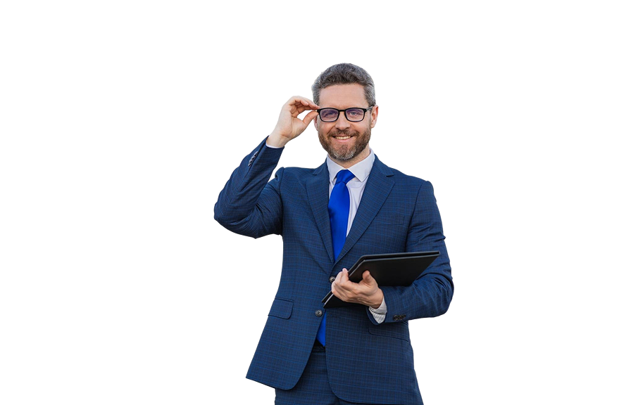 Professional man adjusting glasses